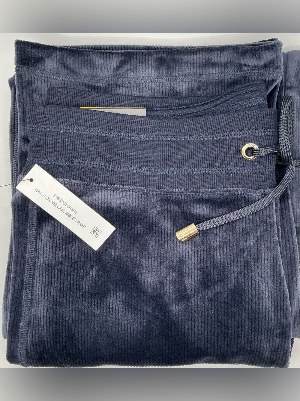 🫐NWT🫐Halston Navy Blue Ribbed Velour Pants - Picture 2 of 13